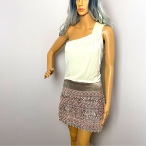 Windsor One-Shoulder Lace Mini Dress  | NWT | Size Medium